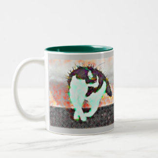Cat on a hot tin roof  by eLiN Two-Tone Coffee Mug