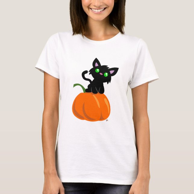 Cat on a Pumpkin T-Shirt (Front)