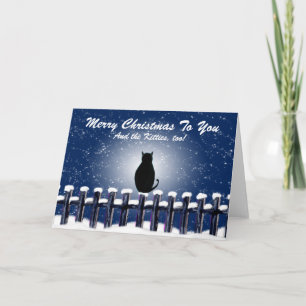 Cat on a snowy fence Merry Christmas To You Holiday Card