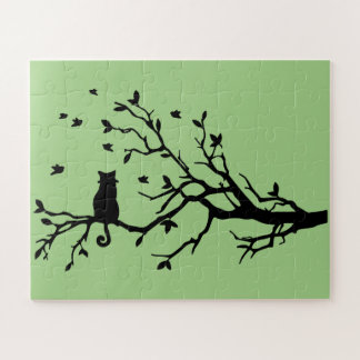 Cat on a tree - Silhouette Jigsaw Puzzle