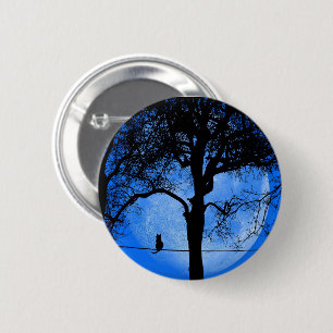 Cat on a Wire Blue Moon 6 Cm Round Badge