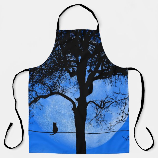 Cat on a Wire Blue Moon Apron (Front)