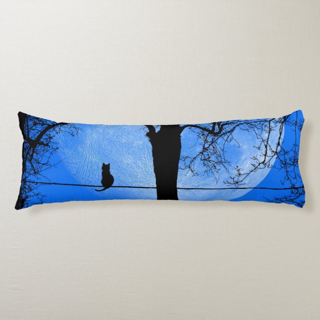 Cat on a Wire Blue Moon Body Cushion (Front)