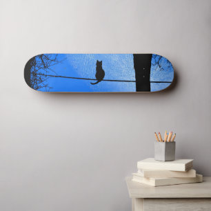 Cat on a Wire Blue Moon Skateboard