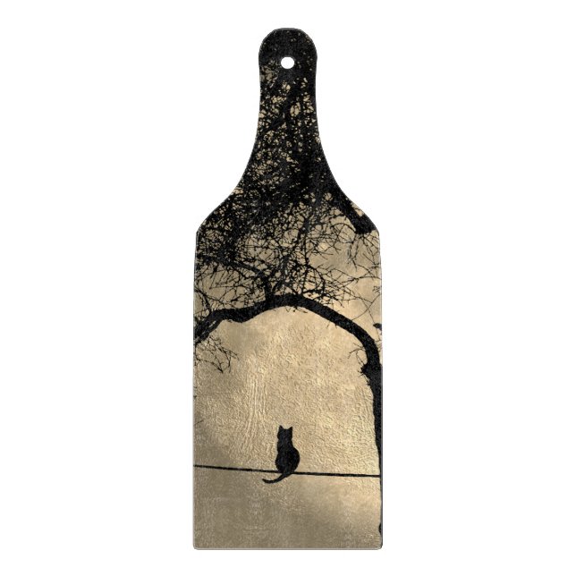 Cat on a Wire Full Moon Cutting Board (Front)