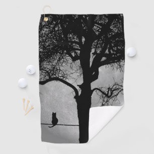 Cat on a Wire Full Moon Golf Towel