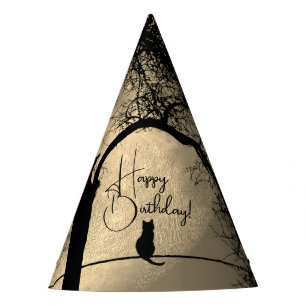Cat on a Wire Full Moon Happy Party Hat
