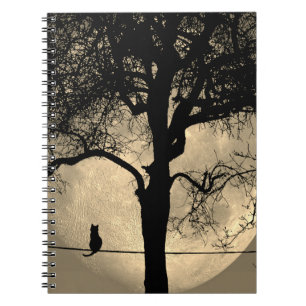 Cat on a Wire Full Moon Notebook