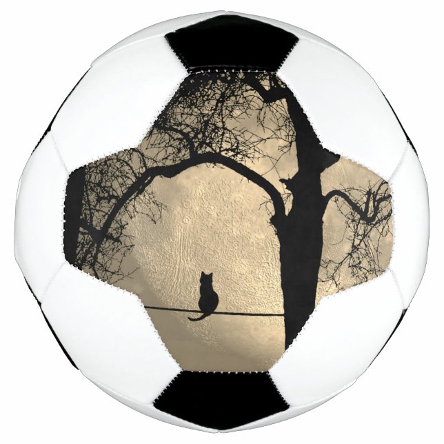 Cat on a Wire Full Moon Soccer Ball (Front)