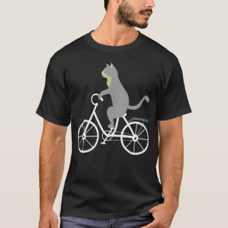 Cat On Bike Cool Biking Kitty Animals Funny T-Shirt