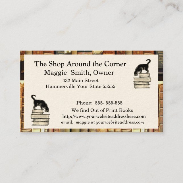 Cat on Books Business card (Front)