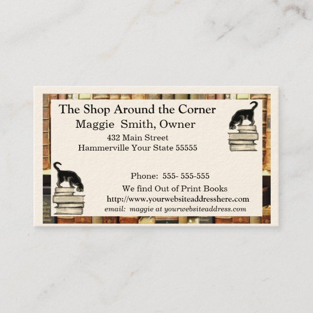 Cat on Books Business card (Front)