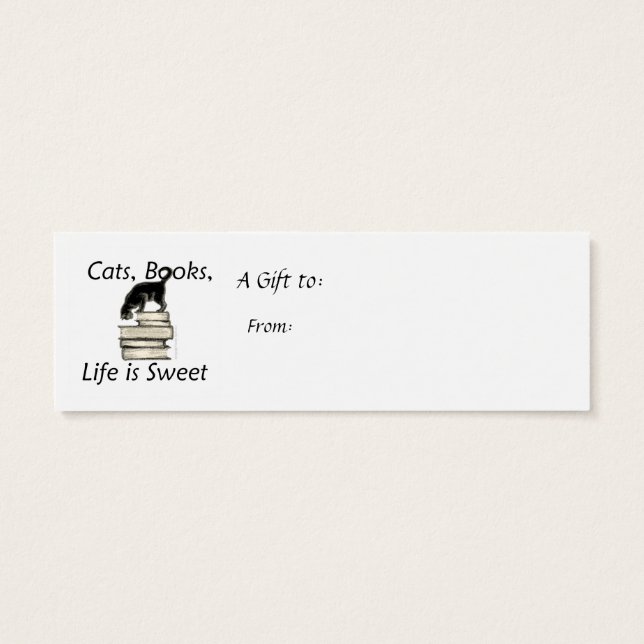 Cat on Books Mini Bookmark to Customise (Back)