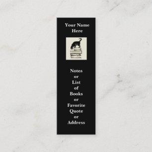 Cat on Books Mini Bookmark to Customise Business Card