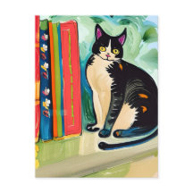Cat On Bookshelf