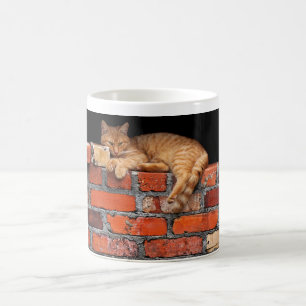 Cat on Brick Wall Coffee Mug
