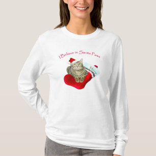 Cat on Christmas Stocking T-Shirt