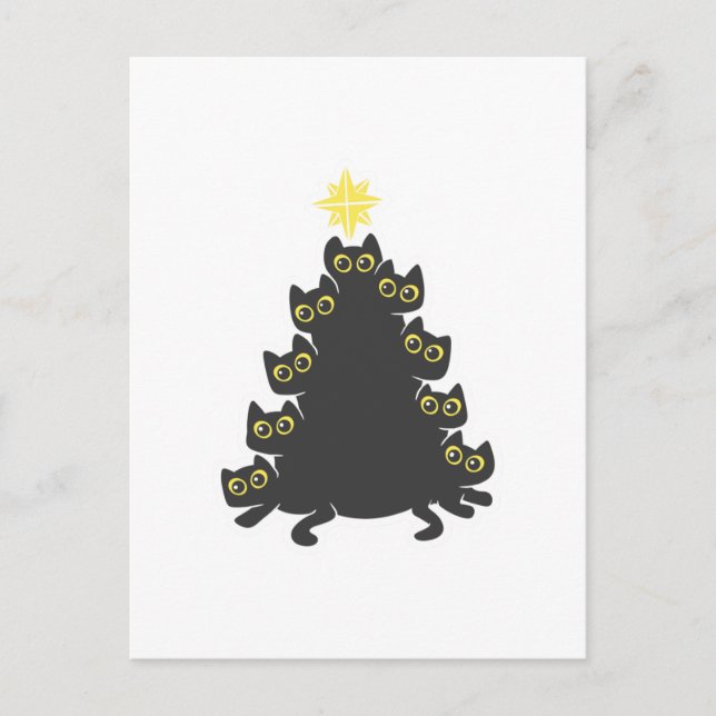 Cat on Christmas tree - Choose background color Postcard (Front)