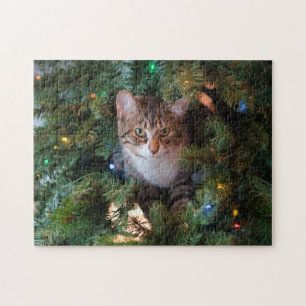 Cat on Christmas tree Jigsaw Puzzle