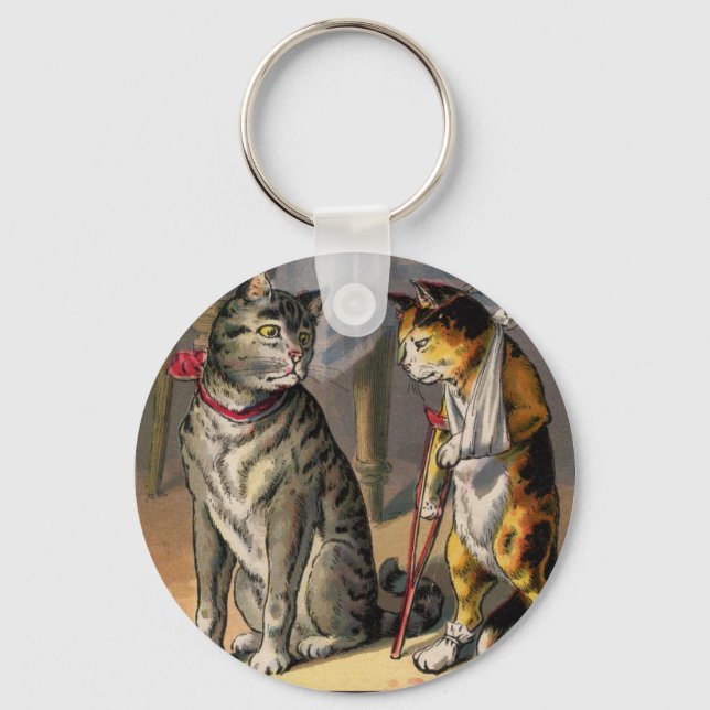 Cat on Crutches Key Ring (Front)