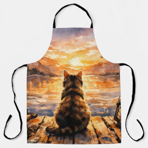 Cat on Dock at Sunset Apron