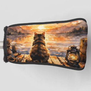 Cat on Dock at Sunset Golf Head Cover