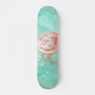 Cat on Doughnut Pool Float Skateboard