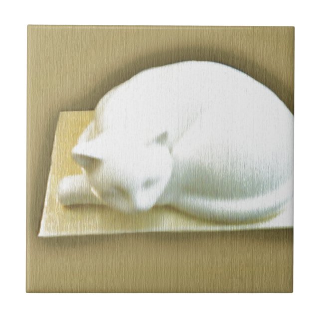 Cat on Gold Box II Tile (Front)