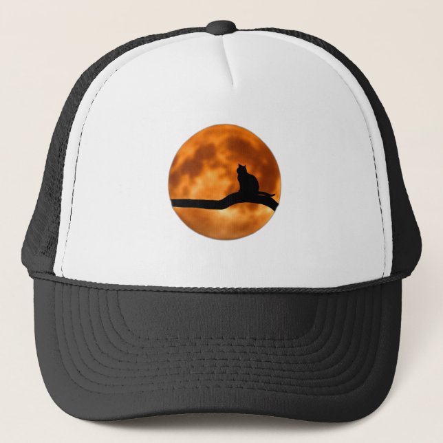 Cat on Log Sunset -cap Trucker Hat (Front)