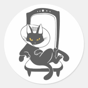 Cat on luxury chain silhouette - Choose back colou Classic Round Sticker