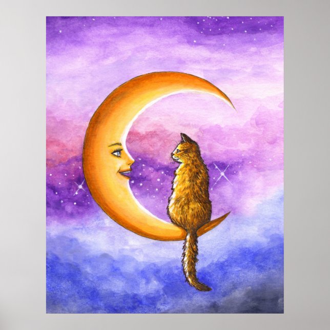 Cat on moon 673 poster (Front)
