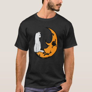 Cat On Moon Lazy Halloween Costume Cute Kitten T-Shirt