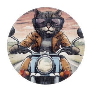 Cat on motorbike cutting board