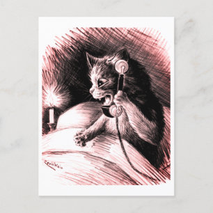 Cat on Phone  Louis Wain Postcard