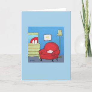 Cat on Red Chair Card