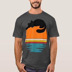 Cat on Retro Sunset Cute Cat T-Shirt