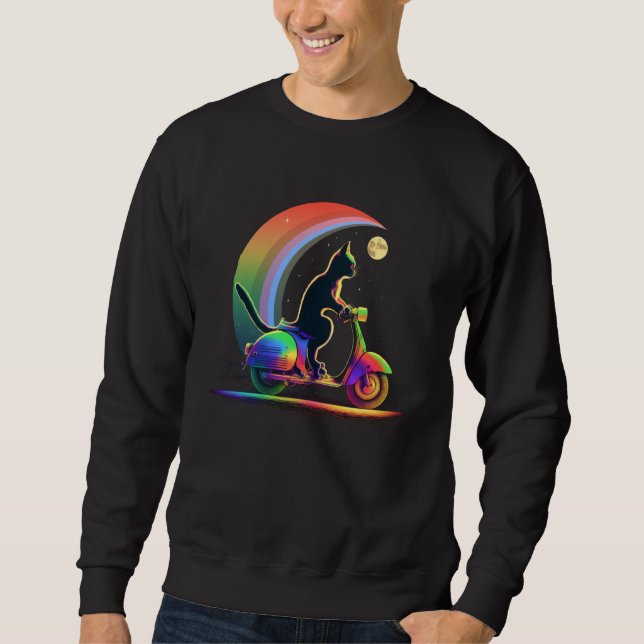 Cat on scooter scooter  1 sweatshirt (Front)