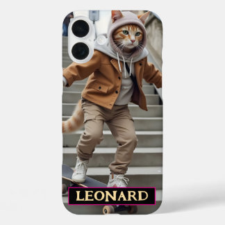 Cat On Skateboard Rad Feline Extreme Sports Gift iPhone 16 Plus Case