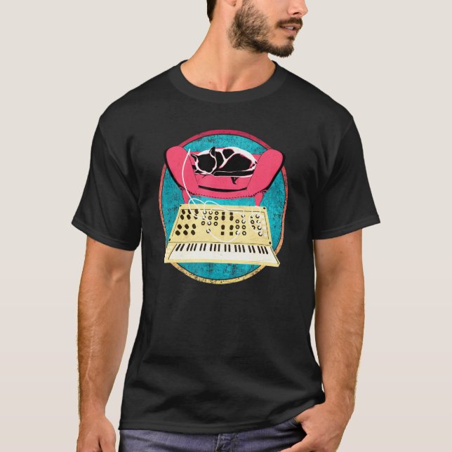 Cat On Synthesizer T-Shirt (Front)