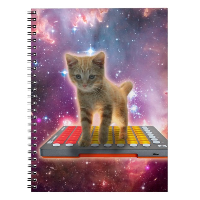 Cat on synthesizers in space notebook (Front)