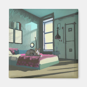 Cat on the Bed Magnet