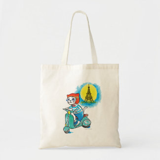 Cat on the bike in Paris Tote Bag