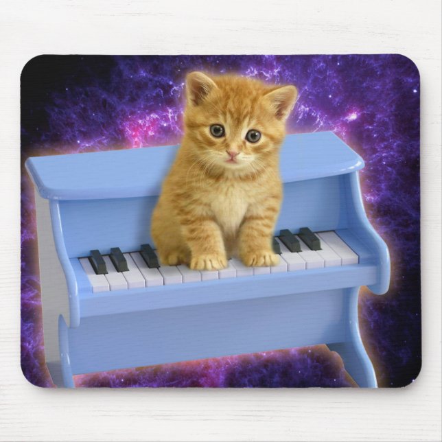 Cat on the blue piano mouse pad (Front)
