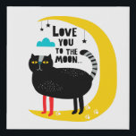 Cat on the moon faux canvas print<br><div class="desc">-</div>
