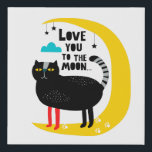 Cat on the moon faux canvas print<br><div class="desc">-</div>