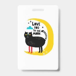 Cat on the moon ID badge