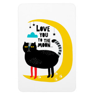 Cat on the moon magnet