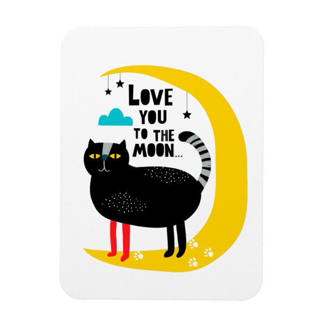 Cat on the moon magnet (Vertical)