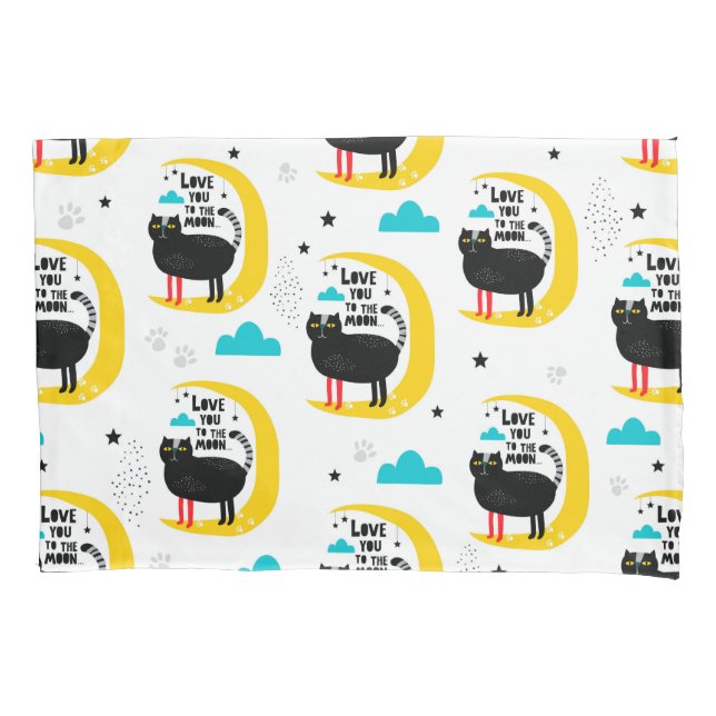 Cat on the moon pillowcase (Front)