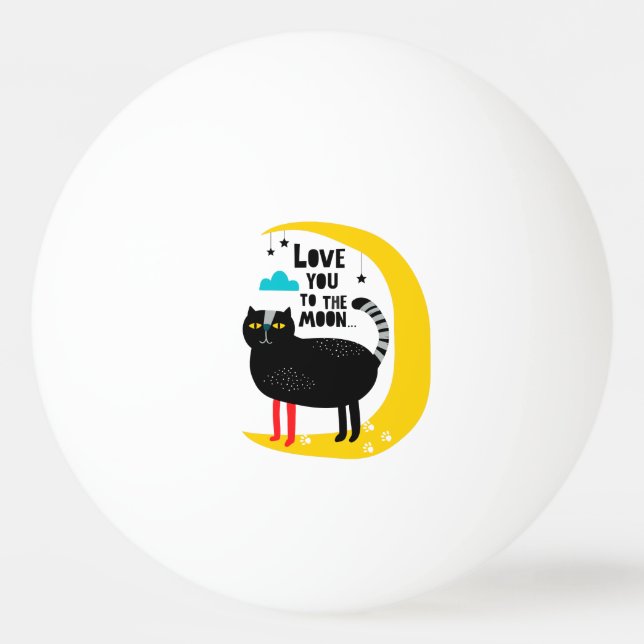 Cat on the moon ping pong ball (Front)